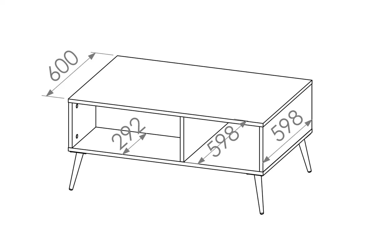 Konferenčný stolík Euras 07 s otvorenými priehradkami - labrador / zlaté Konferenčný stolík Forest 07 s priehlbňami - labrador / zlaté - Rozmery