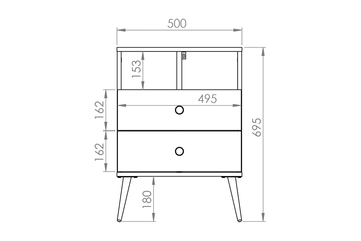 Nočný Stolík Euras 10 s dvoma zásuvkami i wneka - labrador / zlaté Nočný Stôlík Forest 10 s dvoma zásuvkami i wneka - labrador / zlaté - Rozmery