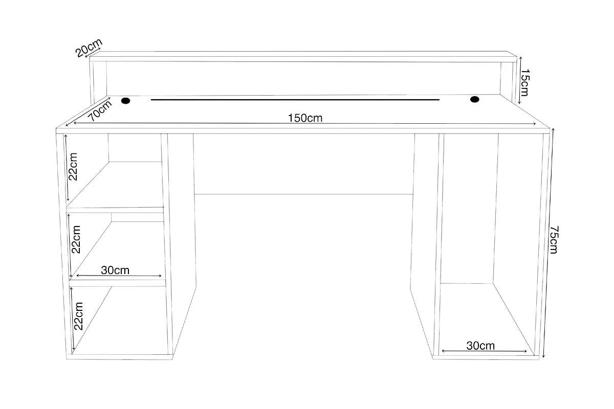 Herní psací stůl Demin s policemi a LED páskem - černý psací stůl gamingowe Demin z policemi i tasma LED - Černý 
