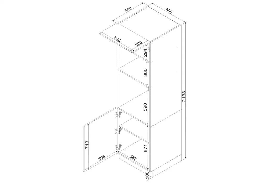 Kuchyňská skříňka Clara D60 PK MV/2133 P/L pro vestavnou troubu a mikrovlnnou troubu vysoká skříňka kuchenny Clara D60 PK MV/2133 P/L do zabudowy piekarnika i mikrofalowki - dub artisan