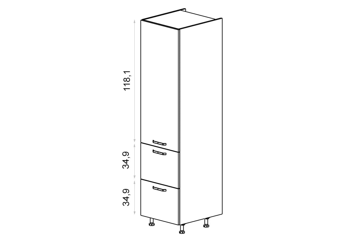 KAMMONO SD60SS2 - Skrinka - P2 i K2 BLACK regál Kuchynský  KAMMONO K2 SD60SS2 jednodverový s dvoma zásuvkami