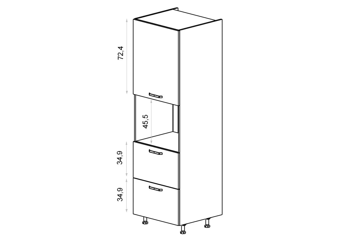 Vysoká kuchyňská skříň Kammono K2 SDPK60SS2 pro vestavbu kompaktní trouby vysoká skříňka kuchenny KAMMONO K2 SDPK60SS2 pro zabudowy kompaktowego piekarnika