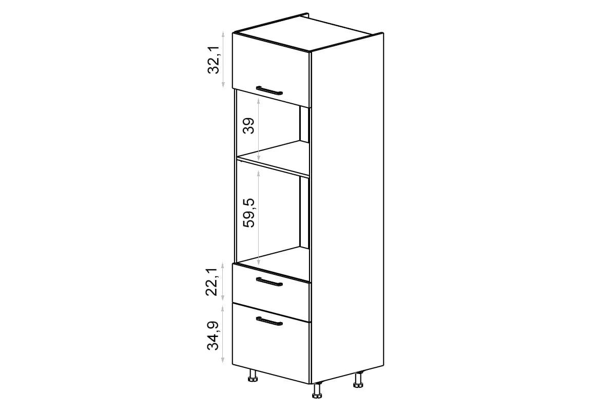 KAMMONO K2 BLACK SPM60SS2 - na vstavanú rúru a mikrovlnku regál Kuchynský  KAMMONO K2 SPM60SS2 pre vstavanu ruru i mikrofalowki