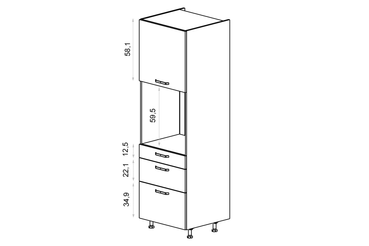 regál Kuchynský  KAMMONO P2 SDP60SS3 pre vstavanu ruru regál Kuchynský  KAMMONO P2 SDP60SS3 pre vstavanu ruru