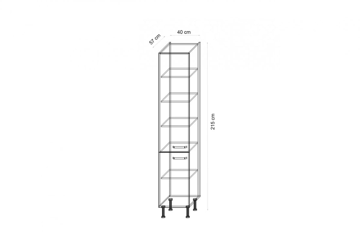 Kuchyňský regál Leonardi 40 cm dvoudveřový vysoká skříňka kuchenny Leonardi 40 DK-215 2F dvoudveřový - jodelka / antracitová