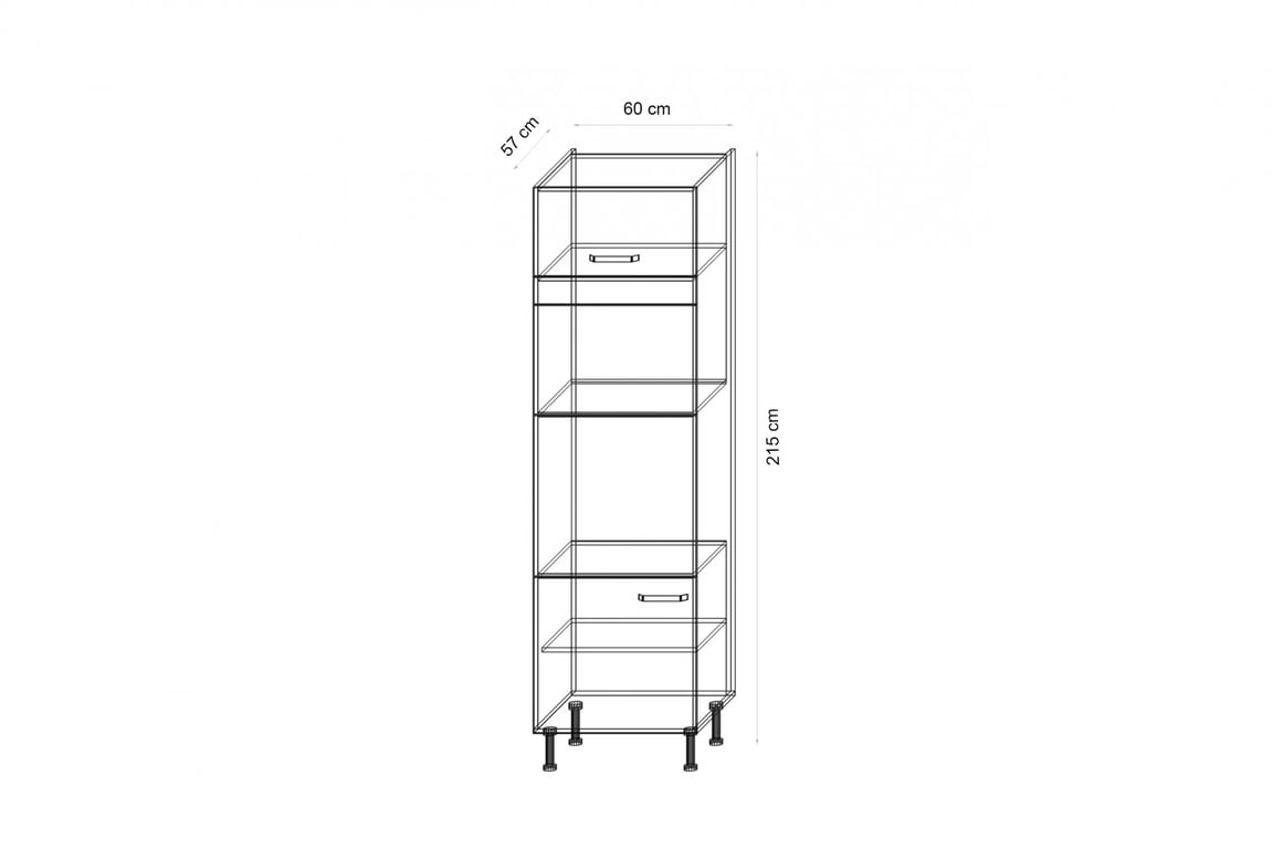 Regál pod vestavnou troubu a mikrovlnku Leonardi 60 cm dvoudveřový vysoká skříňka kuchenny Leonardi 60 DPM-215 2F do zabudowy piekarnika i mikrofalowki