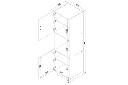 Kuchynská skrinka na vstavanú rúru Sonja D60 PK/2133 P/L - Béžová Pieskový regál Kuchynský  Sonja D60 PK/2133 P/L dvojdverový pre vstavanu ruru - Béžová Pieskový