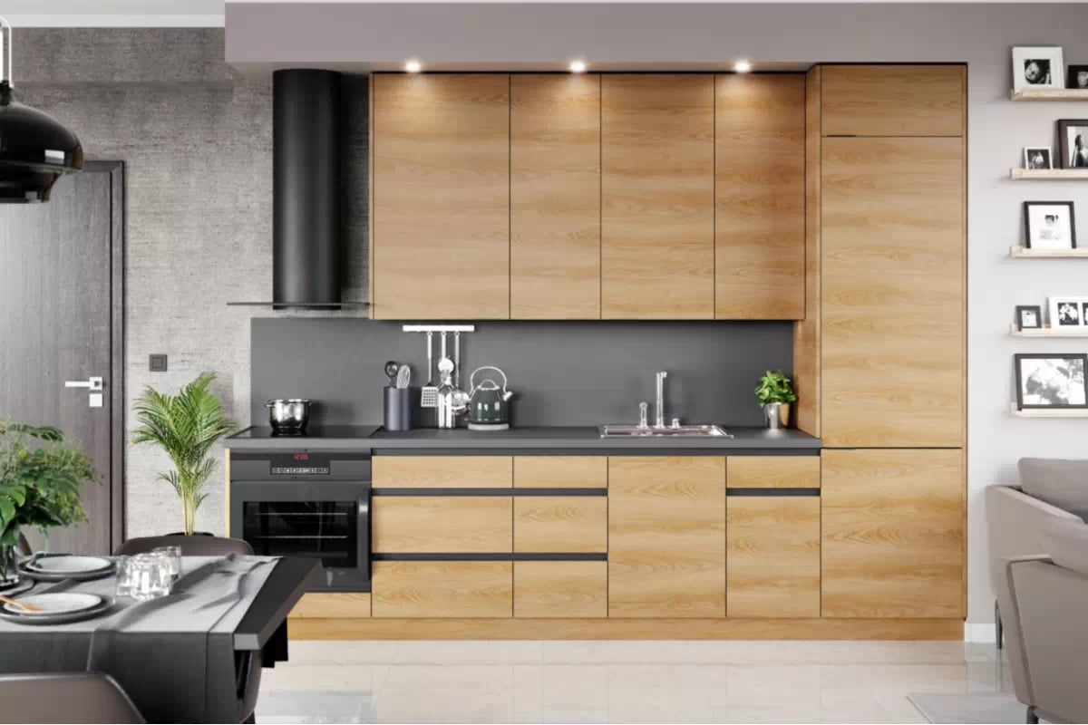 Kuchynský stĺpik Campari SKS30/2137 ukončovací s policami kolekcia nábytku kuchynského Campari - Farebné prevedenie predných časti karmel