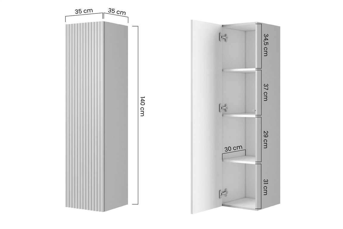 Závesná skrinka do kúpeľne Nicole 140 cm - čierny mat regál wiszacy Nicole 140 cm s frézovaným frontom - Čierny mat 