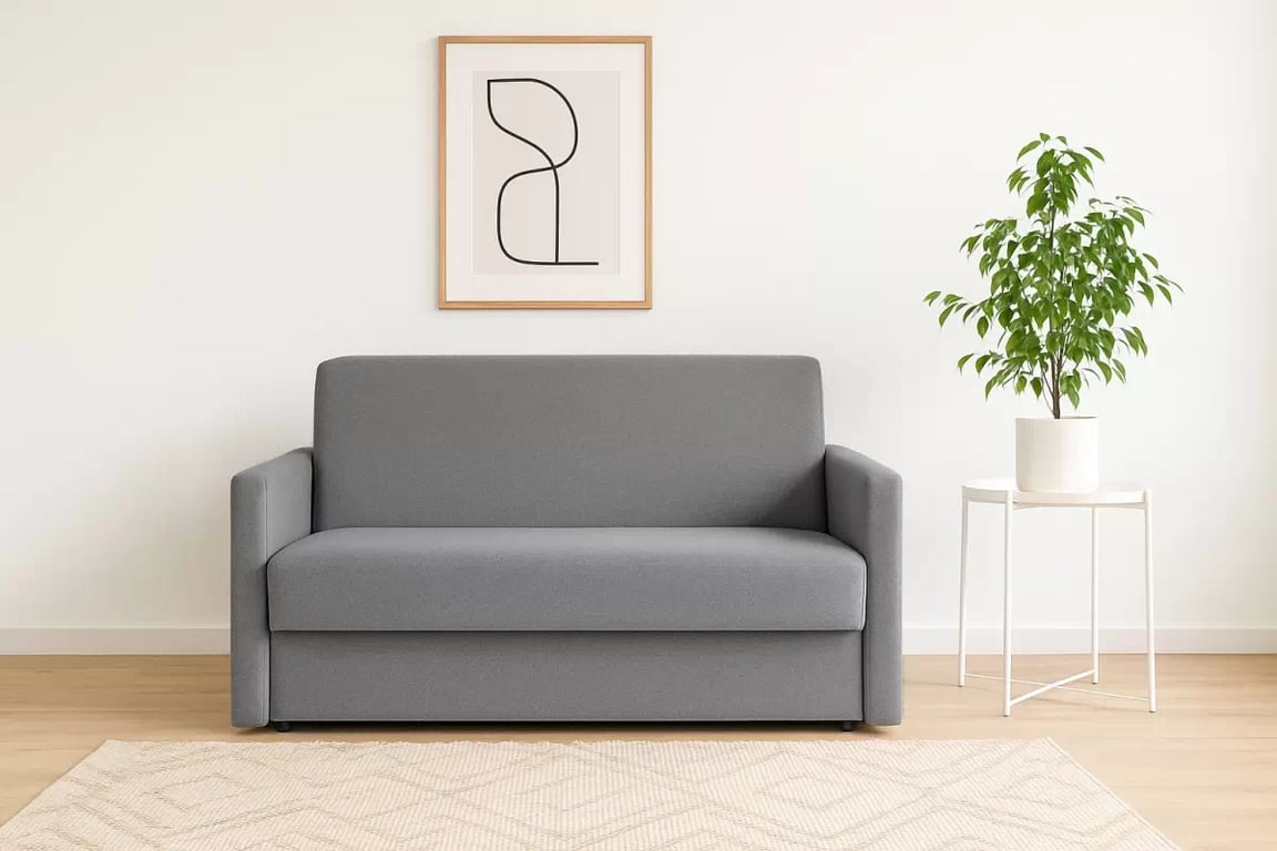 Rozkládací pohovka Jolka 120 cm - šedá látka Porto 34 Pohovka Amerykanka Jolka 120 rozkladana - šedá plecionka Porto 34 