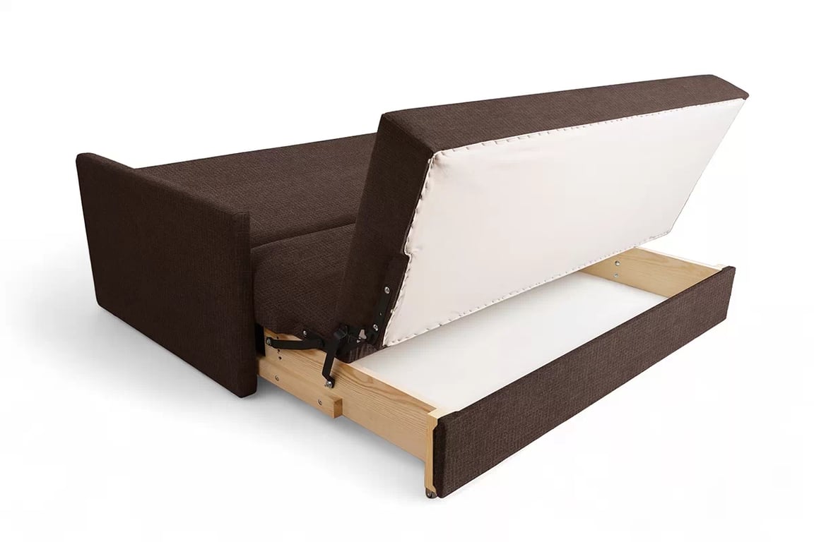 Rozkládací pohovka Jolka 155 cm - hnědá látka Sunrise 33 Pohovka Amerykanka Jolka 155 rozkladana - hnědá plecionka Sunrise 33 
