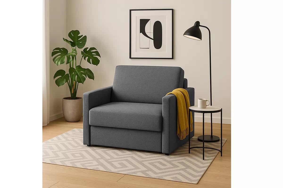 Rozkládací pohovka Jolka 85 cm - šedá Flash 17 Pohovka Amerykanka Jolka 85 rozkladana - šedá plecionka Flash 17