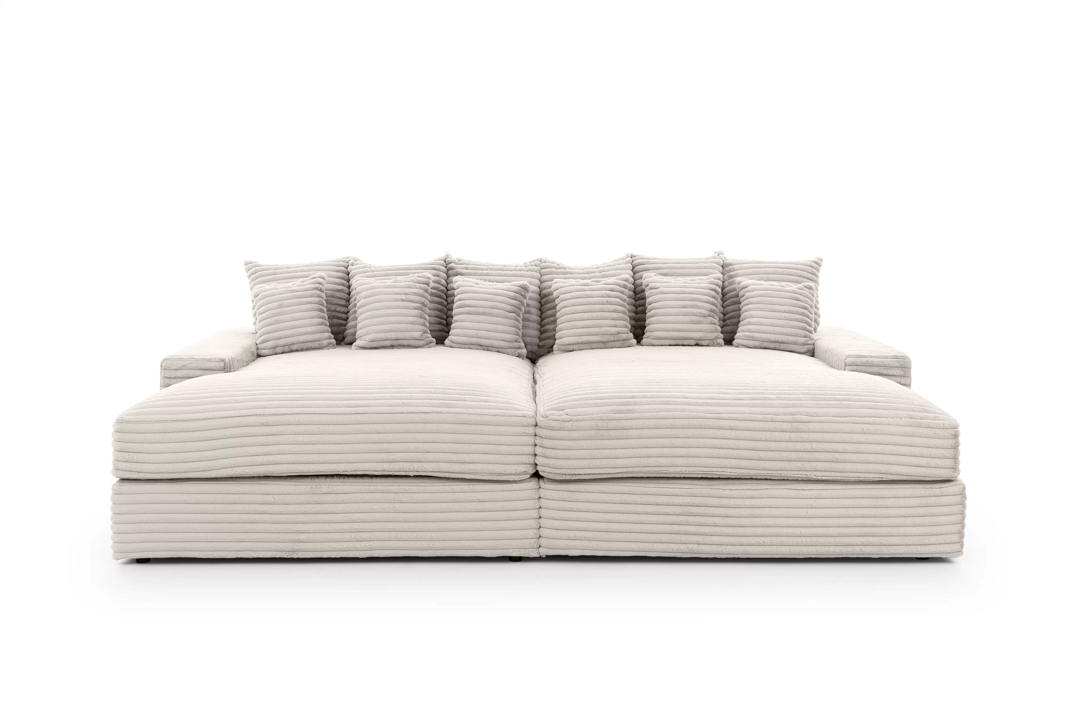 Pohovka Warmi s hlbokým sedákom - béžový plyš Tilia 03 Pohovka do obývacej izby Warmi z glebokim siedziskiem - béžový plusz Tilia 03