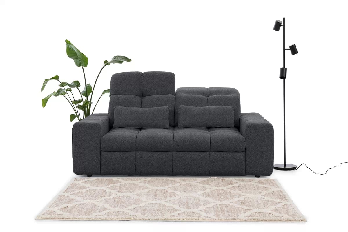 Dvojmiestna elektrická pohovka Magnelio II - sivá bouclé Raven 16 Pohovka pre 2 osoby s elektricky výsuvným sedákem Magnelio II - šedá boucla Raven 16