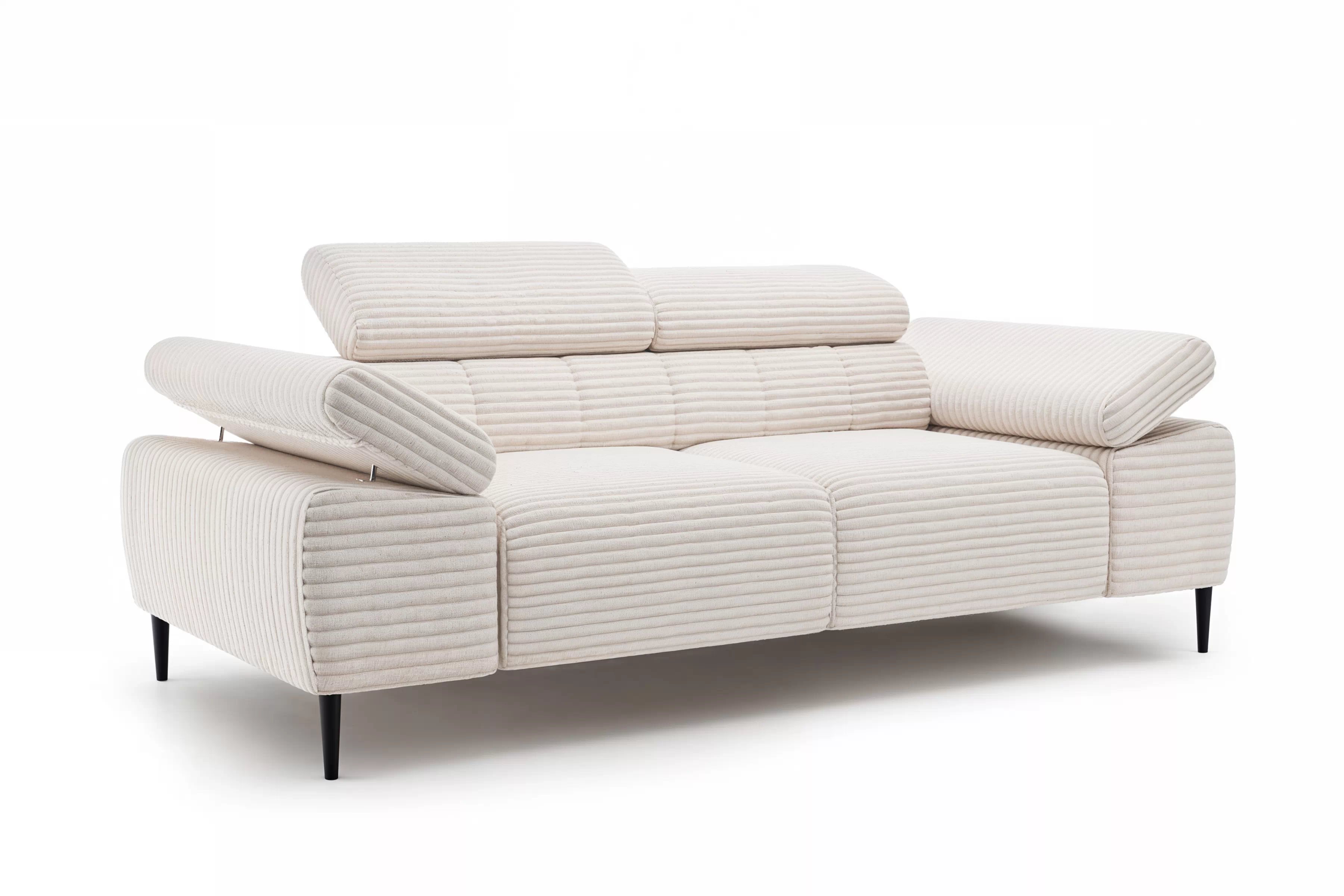 Dvoumístná pohovka Taloria II s elektricky výsuvným sedákem - krémový plyš Tilia 01 Pohovka dvoumístná z elektricky wysuwanym sedadlem Taloria II  - Krémový plusz Tilia 01 / Nohy černá