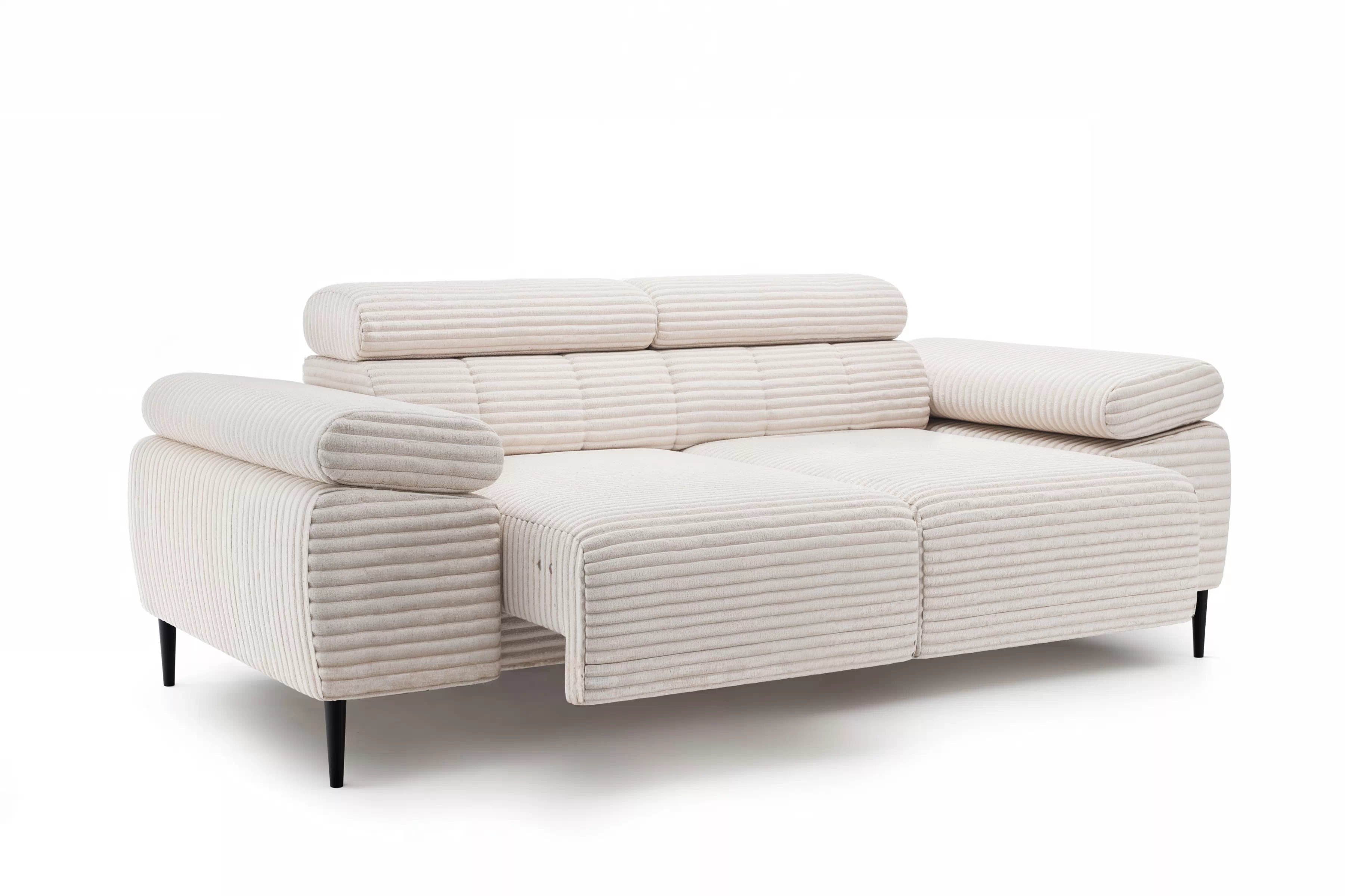 Dvoumístná pohovka Taloria II s elektricky výsuvným sedákem - krémový plyš Tilia 01 Pohovka dvoumístná z elektricky wysuwanym sedadlem Taloria II  - Krémový plusz Tilia 01 / Nohy černá