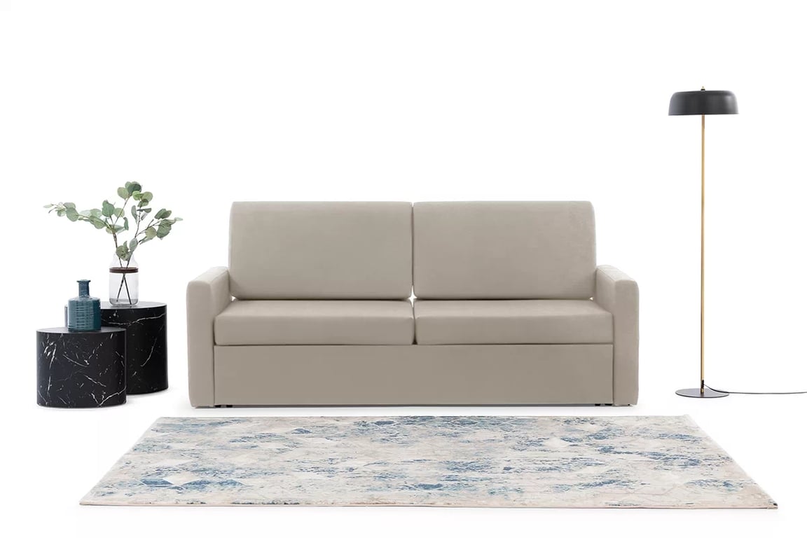 Sofa Elegantia 160 na polohovateľný mechanizmus - krémová tkanina Ado 1601 Halva Pohovka Elegantia 160 do polkotapczanu - kremowa plecionka Ado 1601 Halva