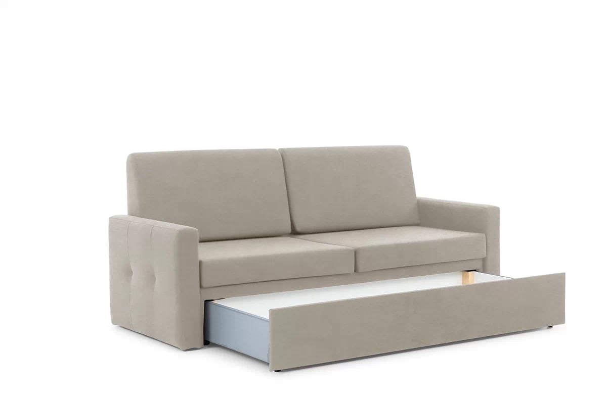 Sofa Elegantia 160 na polohovateľný mechanizmus - krémová tkanina Ado 1601 Halva Pohovka Elegantia 160 do polkotapczanu - kremowa plecionka Ado 1601 Halva