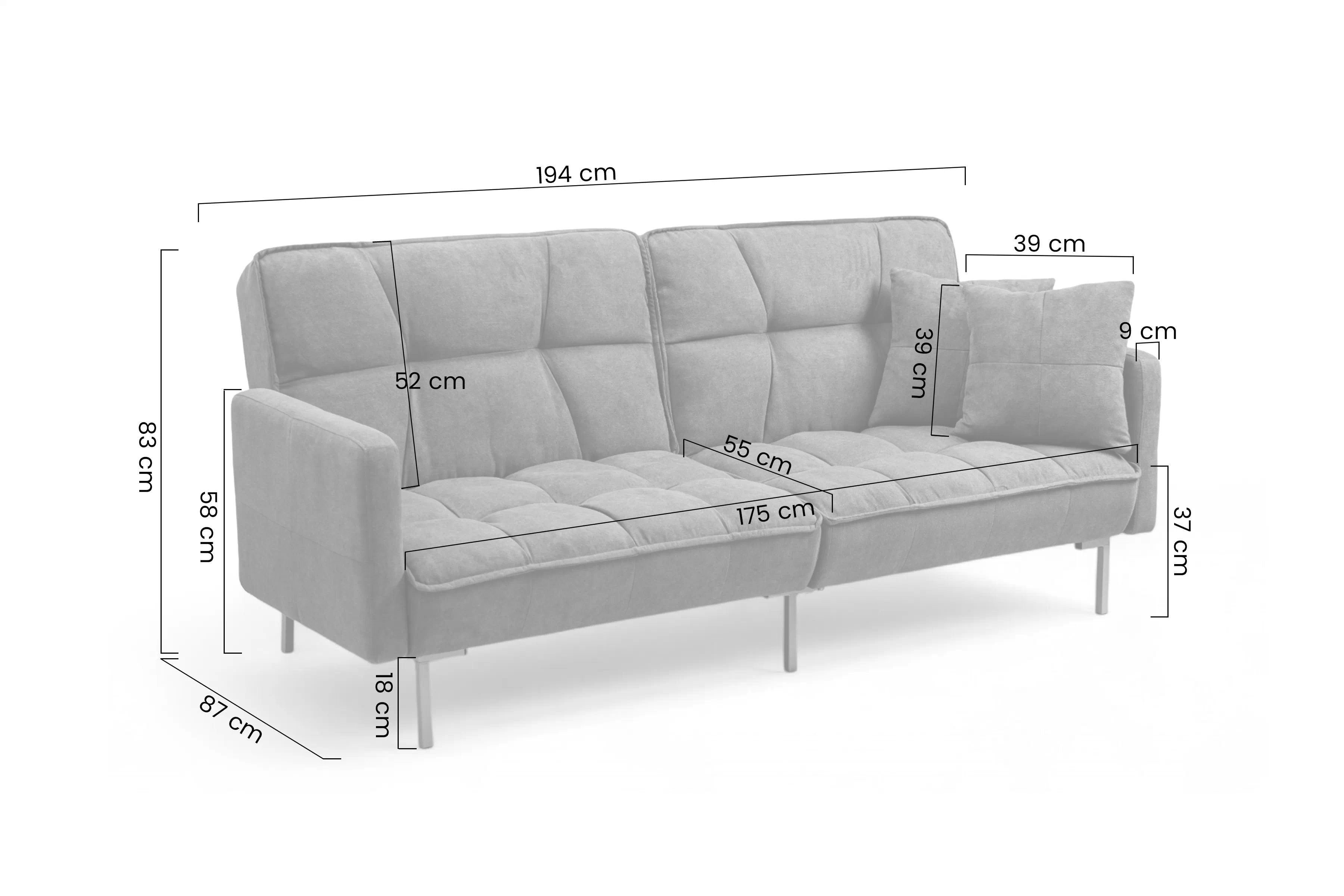 Rozkladacia trojpohovka Kitalio - sivá Pohovka Kitalio s funkciou spánku - popol