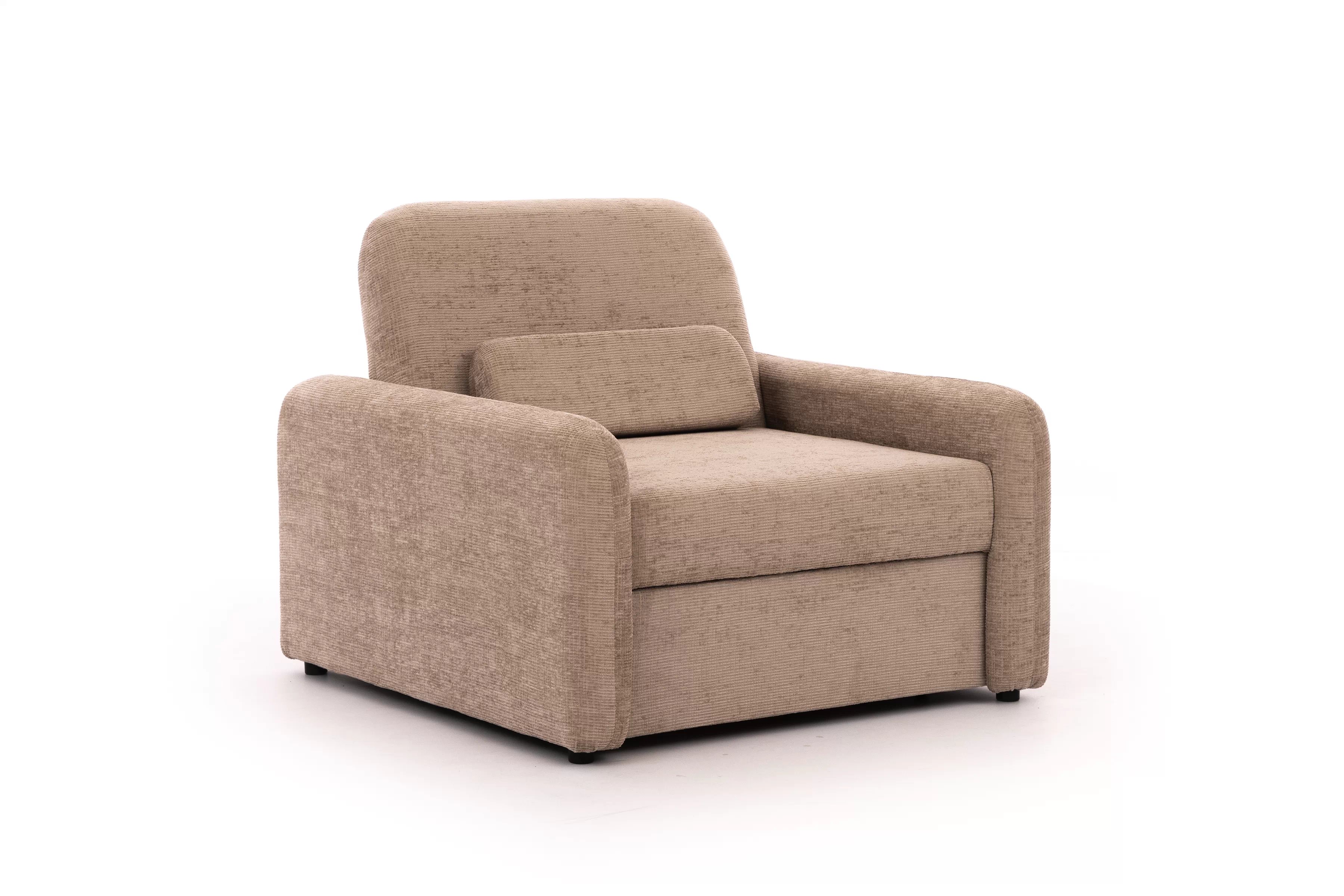 Jednomístná pohovka Masilio s taburetem - béžová Sierra 744 Pohovka Masilio z pufa - béžová šenil Sierra 744