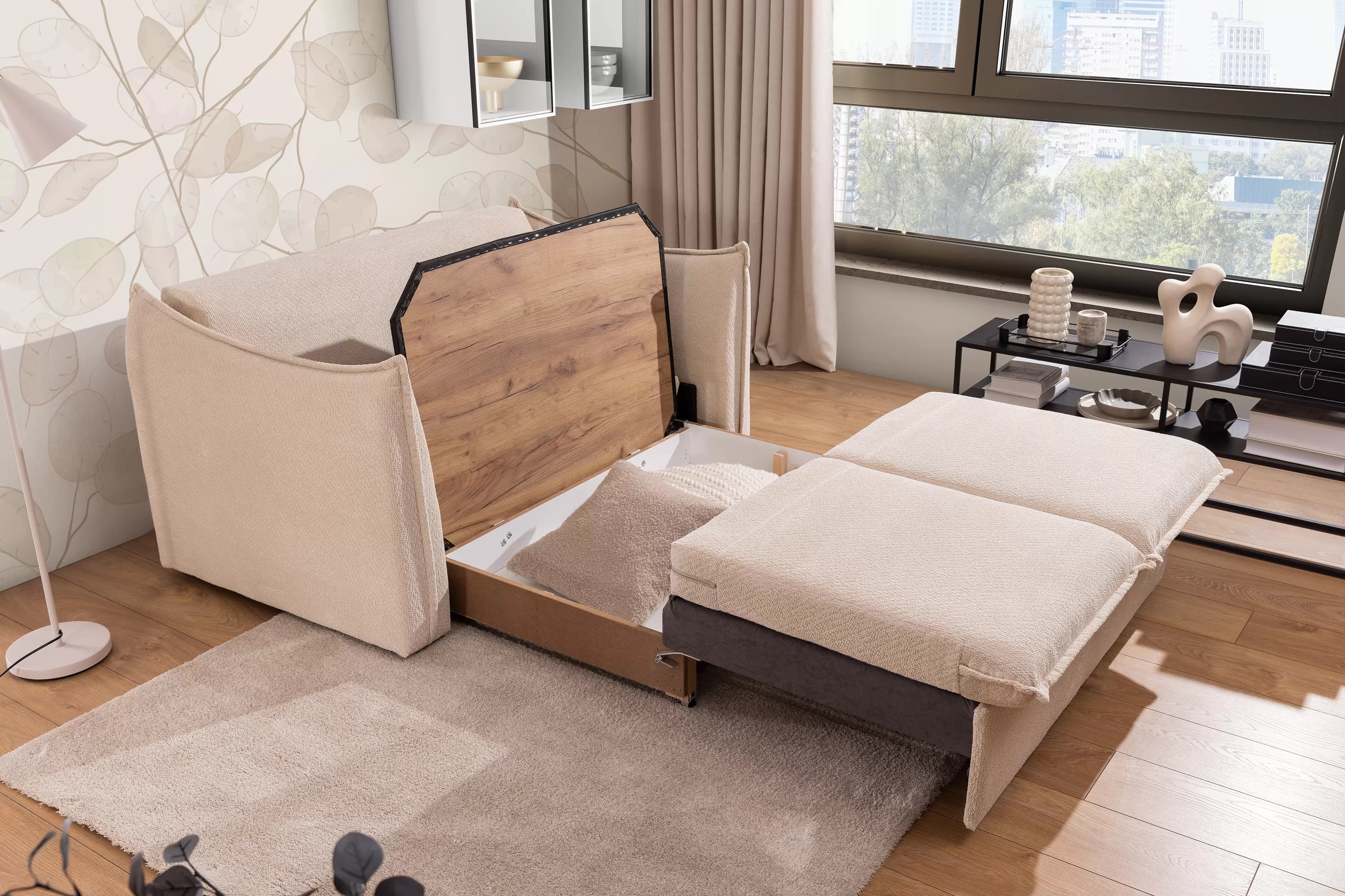 Rozkladacia dvojpohovka Liliamo - béžová žinylka Egon 26 Pohovka rozkladana Liliamo pre 2 osoby - béžový šenil Egon 26