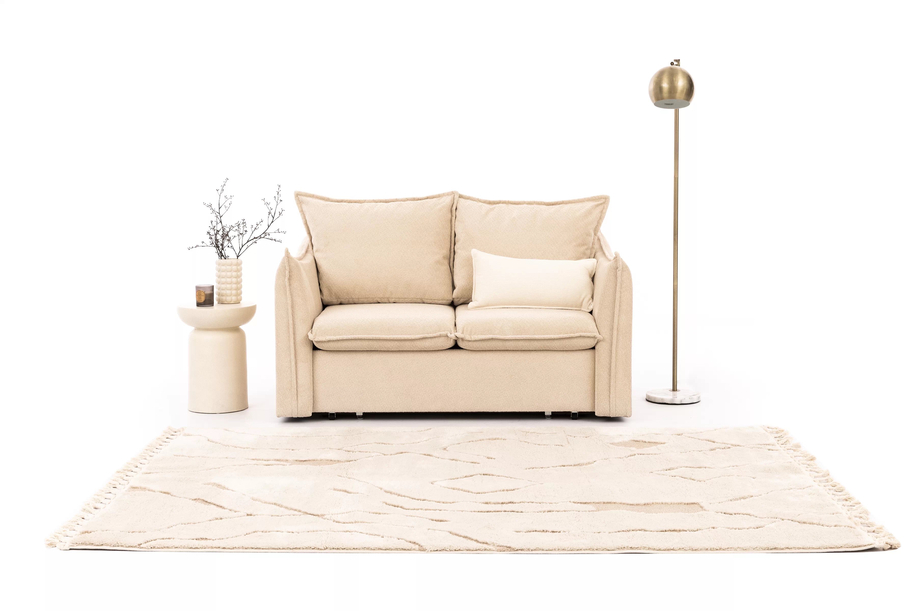 Rozkladacia dvojpohovka Liliamo - béžová žinylka Egon 26 Pohovka rozkladana Liliamo pre 2 osoby - béžový šenil Egon 26