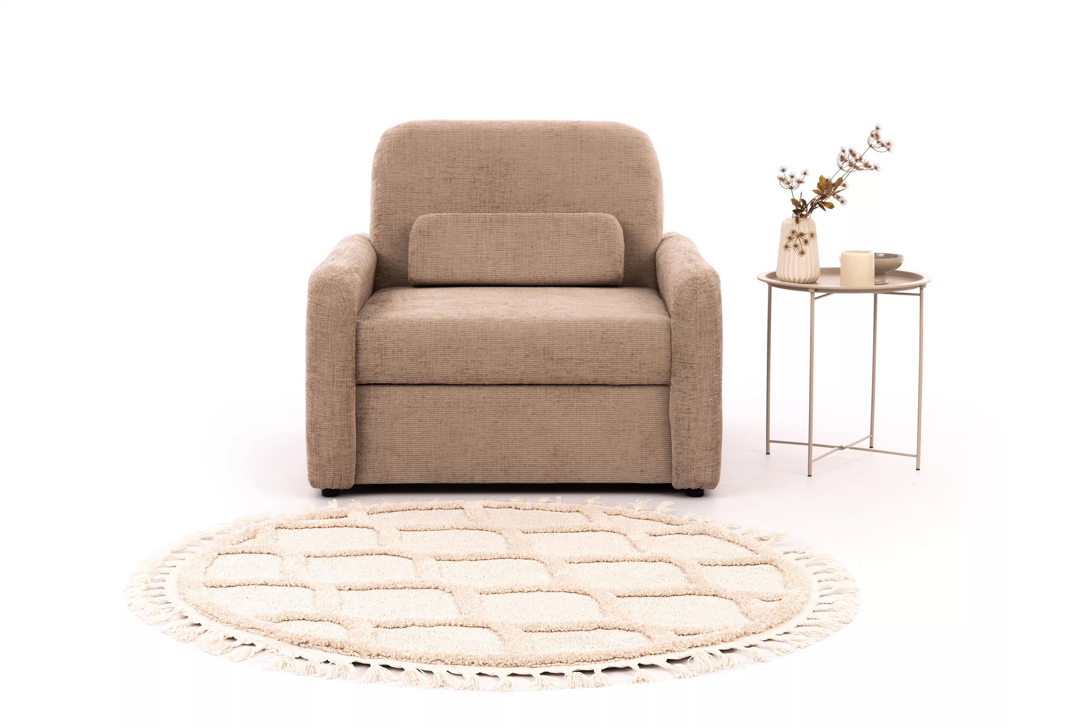 Jednomístná rozkládací pohovka Masilio - béžová Sierra 744 Pohovka rozkladana Masilio - béžová šenil Sierra 744