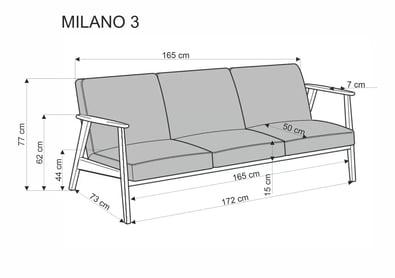 Třímístná pohovka Milano 3S - tmavý ořech / béžový samet Castel 15 Pohovka třímístná milano 3s - tmavý ořech / béžová velwet castel 15