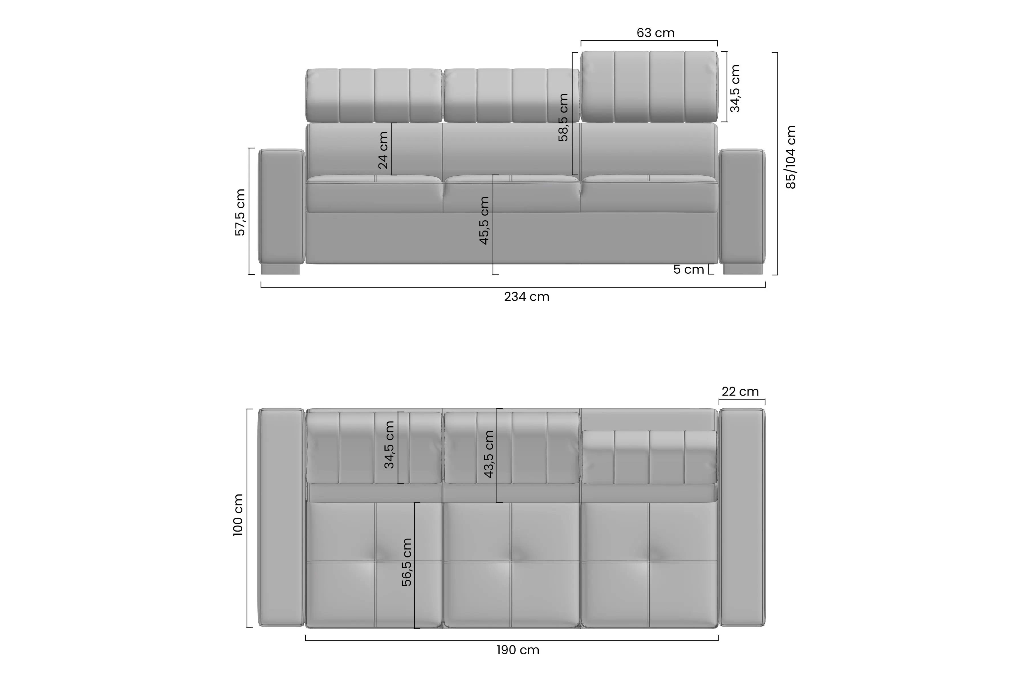 Rozkladacia pohovka Modeno 3-miestna Pohovka trojmiestna Modeno s funkciou spánku 