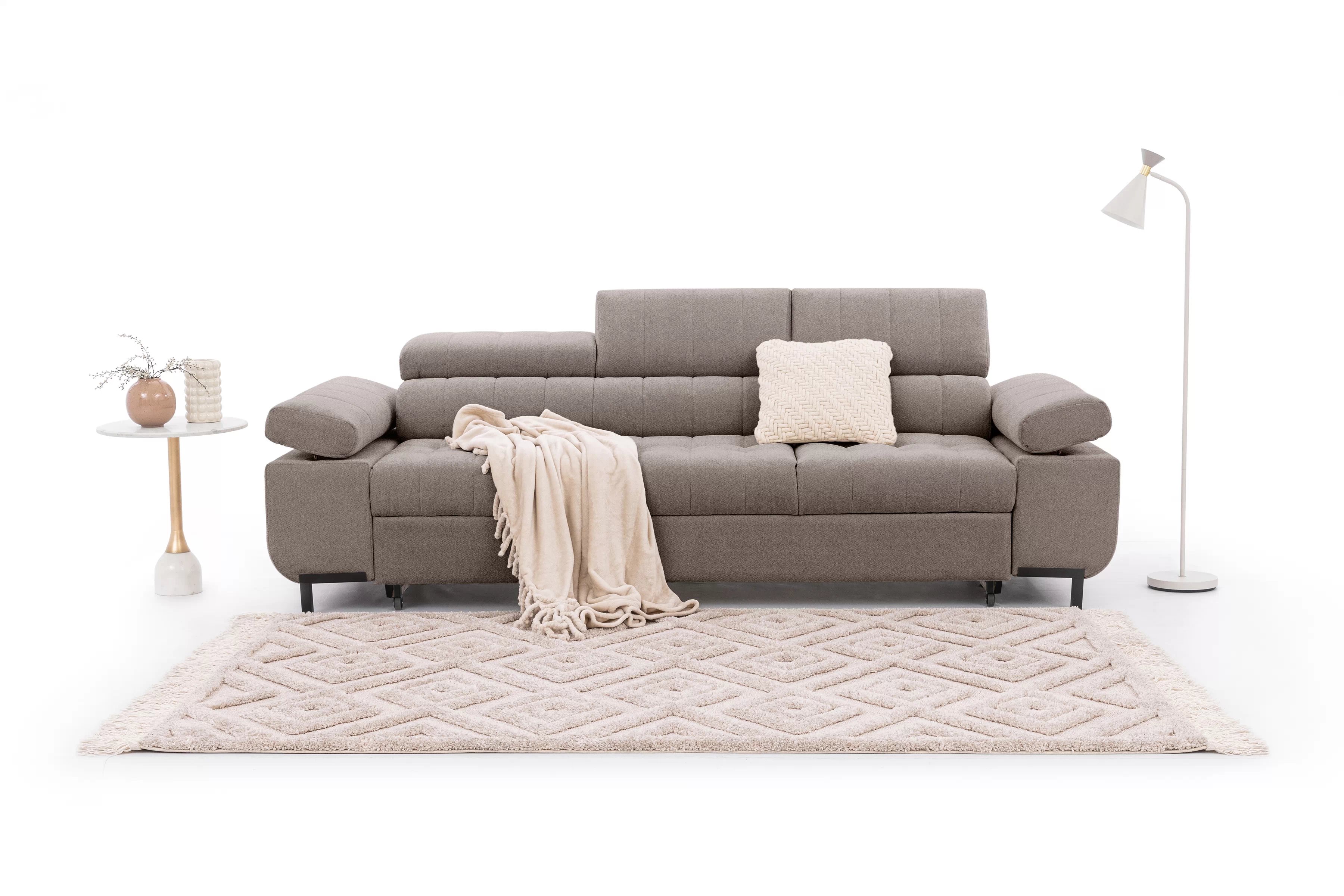 Trojsedák Tyrion s funkciou spania - hnedý šenil Vibe 21 Pohovka trojmiestna Tyrion s funkciou spánku - Hnedý šenil Vibe 21