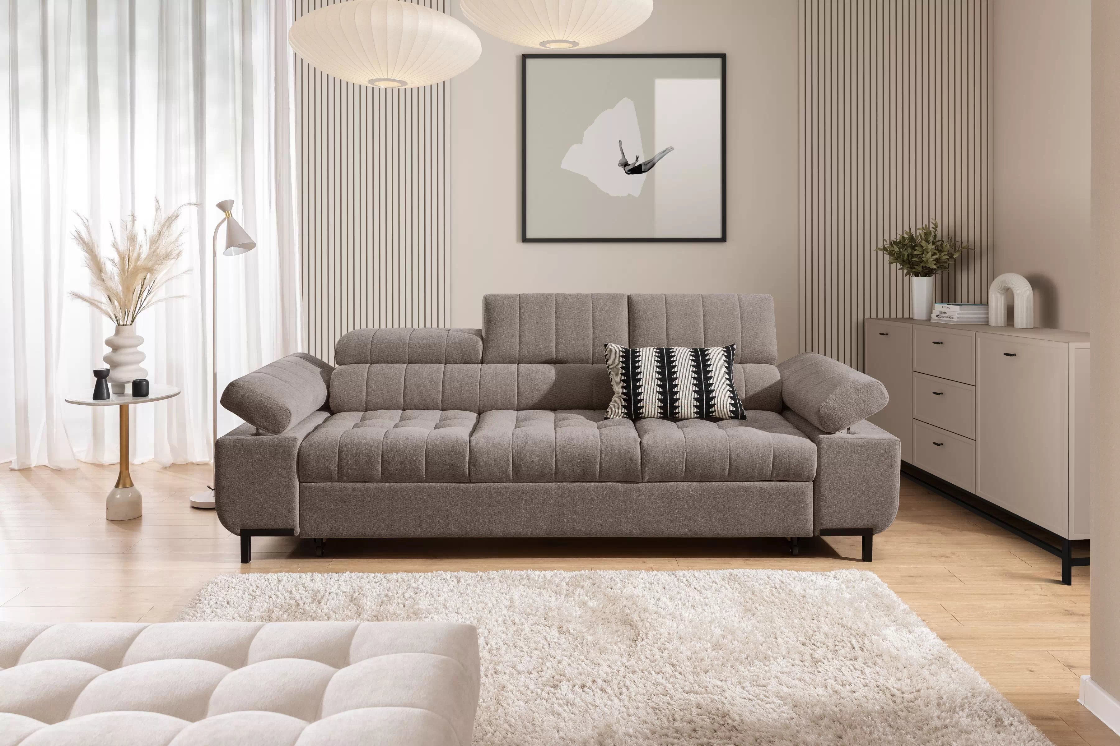 Trojsedák Tyrion s funkciou spania - hnedý šenil Vibe 21 Pohovka trojmiestna Tyrion s funkciou spánku - Hnedý šenil Vibe 21