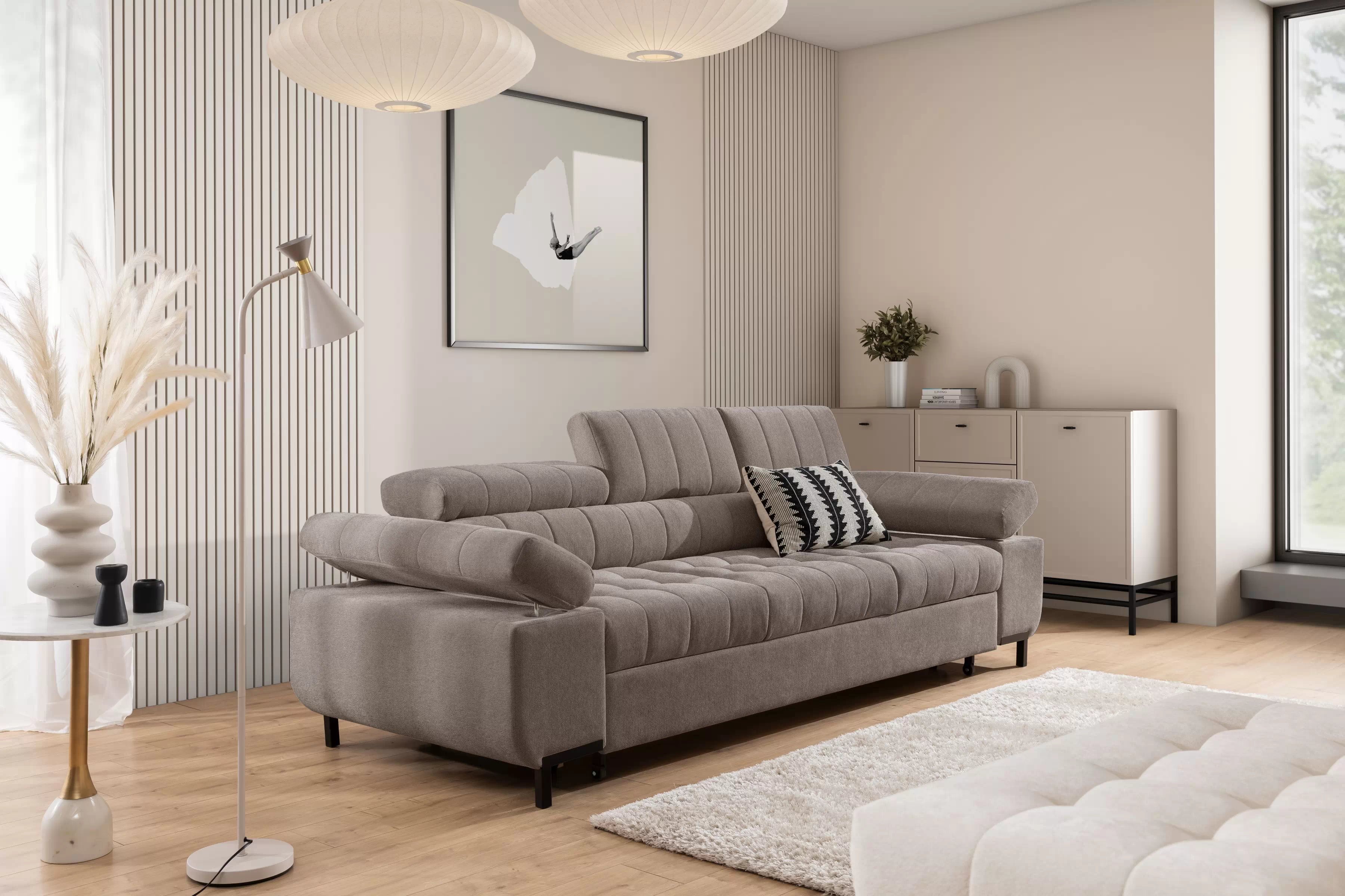 Trojsedák Tyrion s funkciou spania - hnedý šenil Vibe 21 Pohovka trojmiestna Tyrion s funkciou spánku - Hnedý šenil Vibe 21