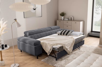 Štvorosová pohovka Tyrion s funkciou spania - sivý šenil Vibe 95 Pohovka trojmiestna Tyrion s funkciou spánku - šedý šenil Vibe 95
