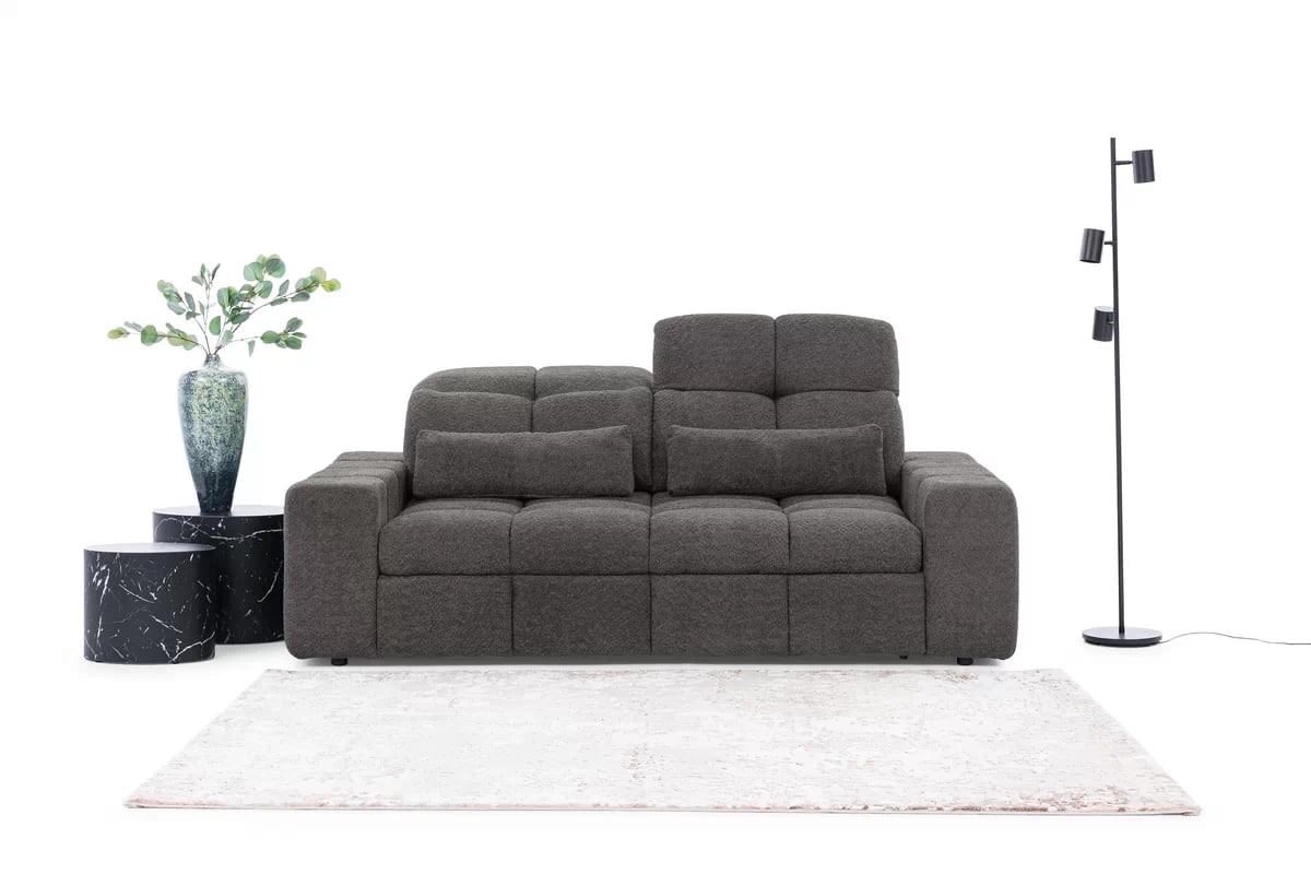 Elektrická trojmístná pohovka Magnelio III - šedá bouclé Catch Me 25 Pohovka třímístná z elektricky wysuwanym sedadlem Magnelio III - šedá boucel Catch Me 25 