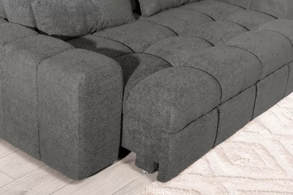 Elektrická trojmístná pohovka Magnelio III - šedá bouclé Catch Me 25 Pohovka třímístná z elektricky wysuwanym sedadlem Magnelio III - šedá boucel Catch Me 25 