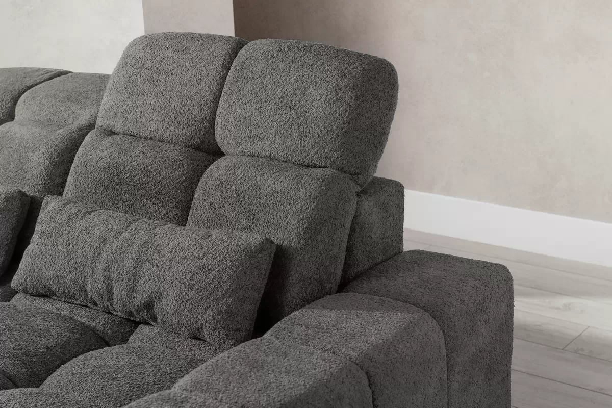 Elektrická trojmístná pohovka Magnelio III - šedá bouclé Catch Me 25 Pohovka třímístná z elektricky wysuwanym sedadlem Magnelio III - šedá boucel Catch Me 25 