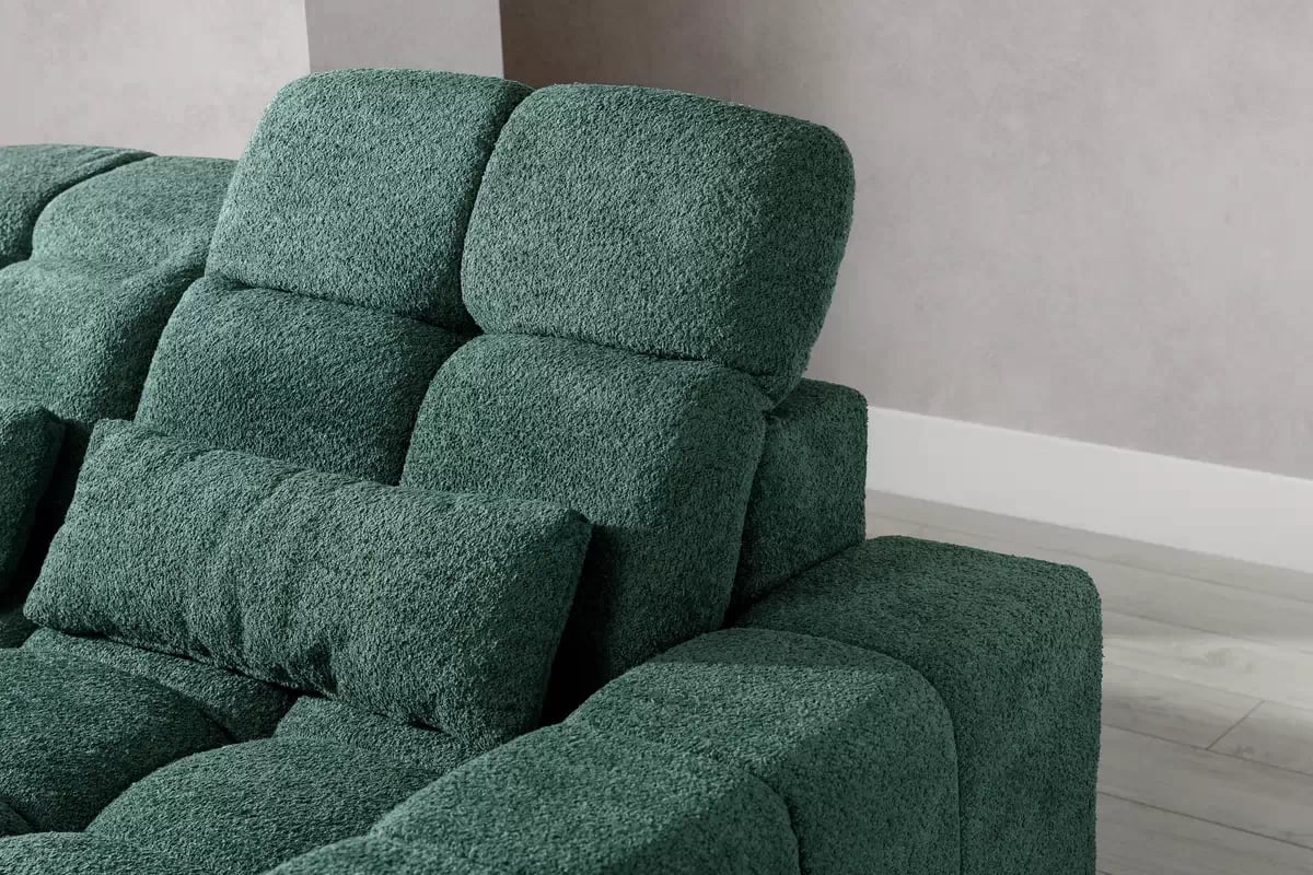 Elektrická trojmístná pohovka Magnelio III - zelená bouclé Catch Me 10 Pohovka třímístná z elektricky wysuwanym sedadlem Magnelio III - zielona boucel Catch Me 10