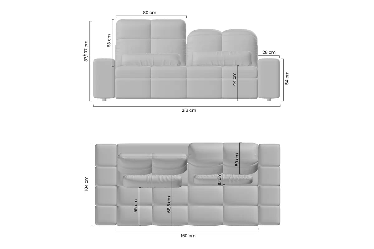 Elektrická trojmístná pohovka Magnelio III Pohovka třímístná z elektricky wysuwanym sedadlem Magnelio III
