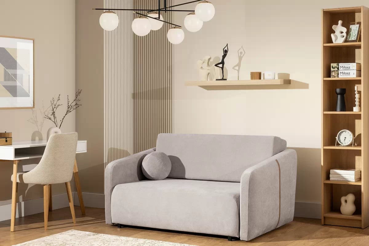 Pohovka Zeldia 135 s funkciou spánku - jasno šedý šenil hydrofobowy Spring 1104 Pohovka Zeldia 110 s funkciou spania - jasno šedý šenil hydrofobowy Spring 1104