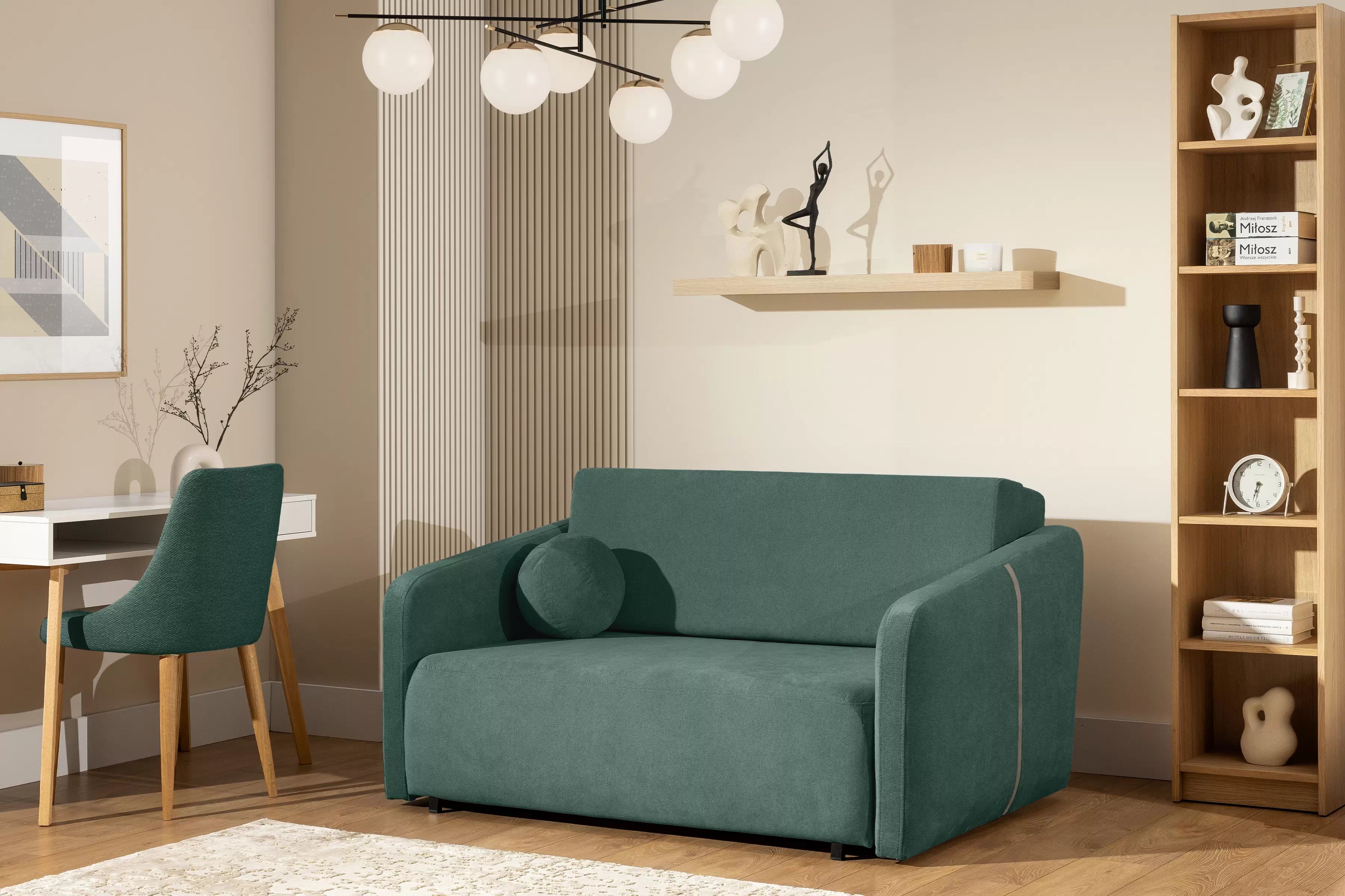 Pohovka Zeldia 135 rozkládací - zelená šenil hydrofobní  Spring 1116 Pohovka Zeldia 110 rozkládací - zelená šenil hydrofobní  Spring 1116