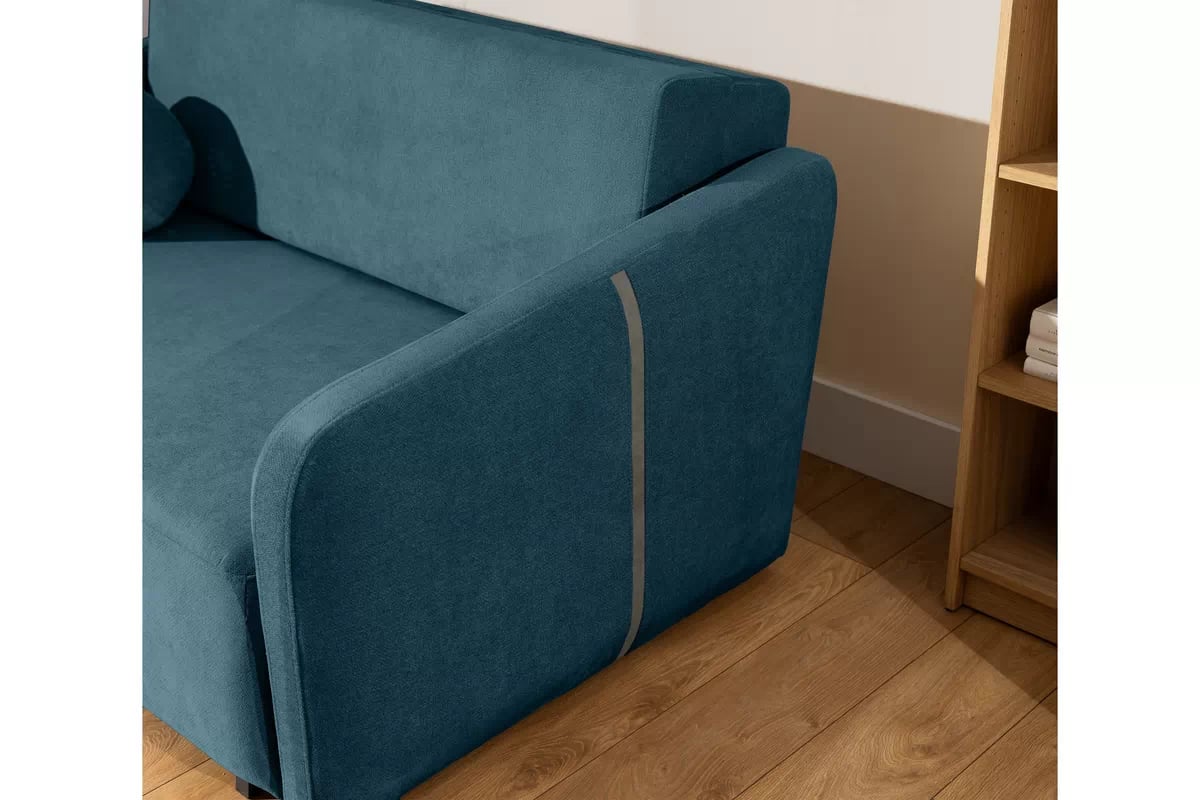 Pohovka Zeldia 155 s funkciou spánku - Modrý šenil hydrofobowy Spring 1117 Pohovka Zeldia 130 s funkciou spania - Modrý šenil hydrofobowy Spring 1117