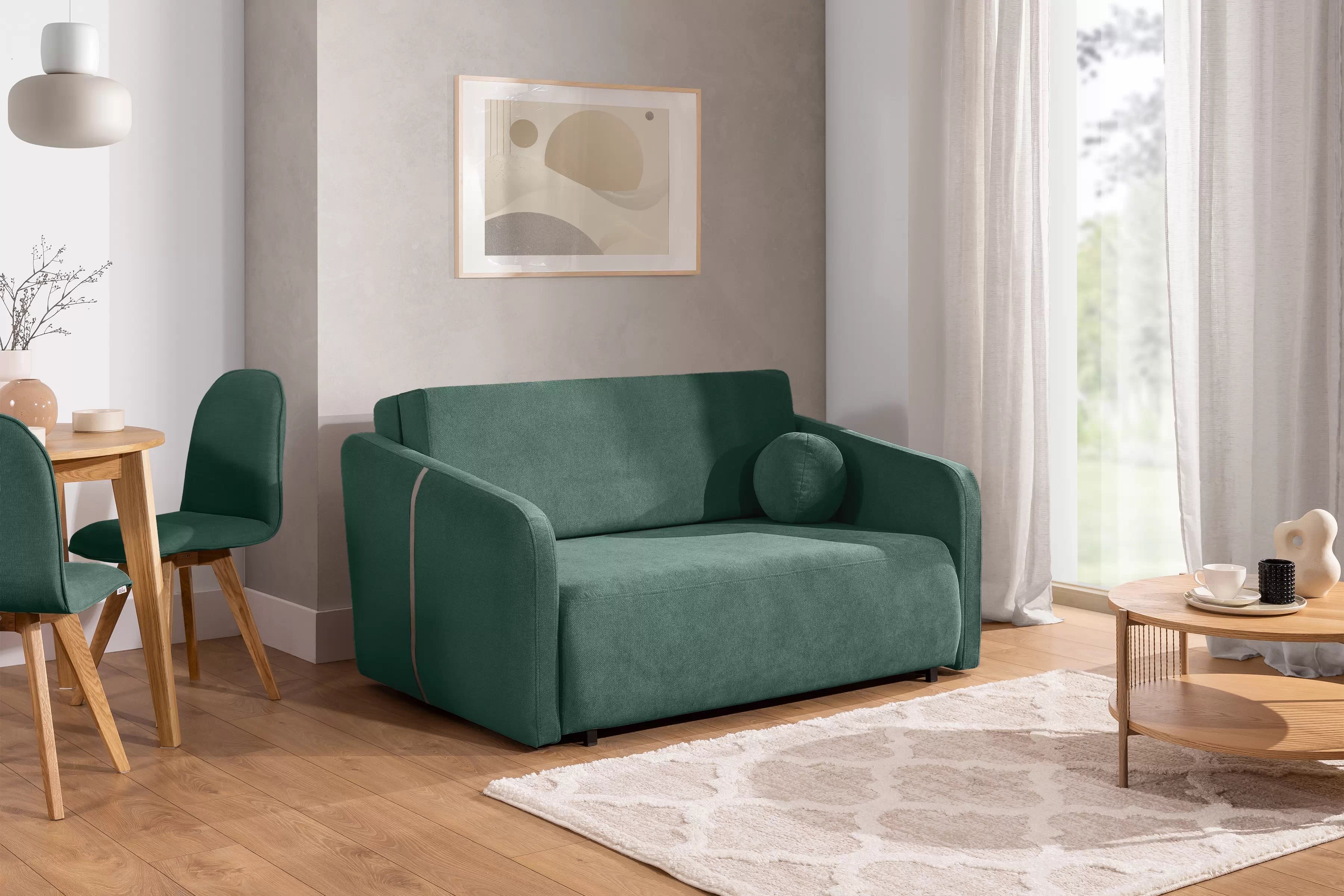 Pohovka Zeldia 155 rozkládací - zelená šenil hydrofobní  Spring 1116 Pohovka Zeldia 130 rozkládací - zelená šenil hydrofobní  Spring 1116