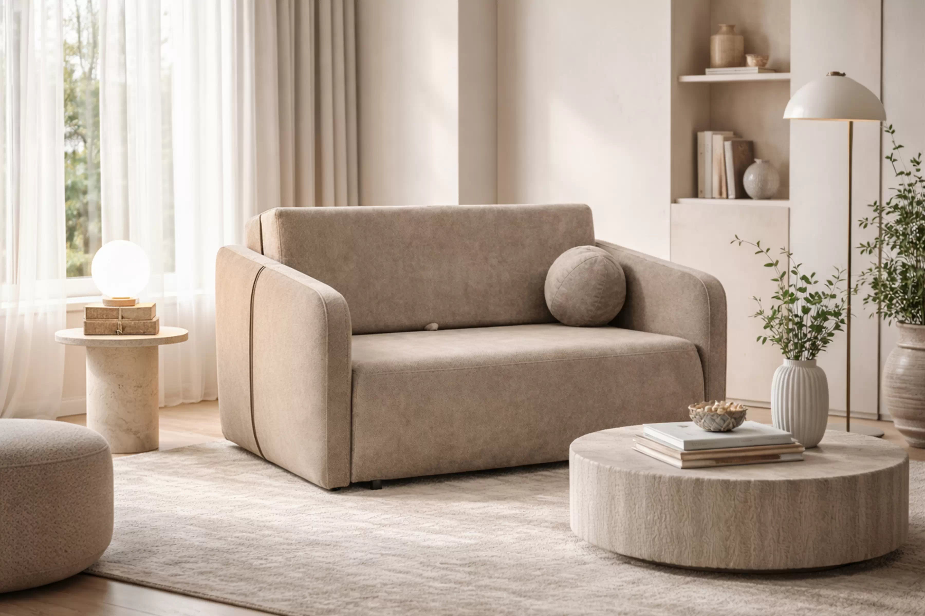 Pohovka Zeldia 135 s funkciou spánku - Hnedý šenil hydrofobowy Spring 1110 Pohovka Zeldia 135 s funkciou spánku - Hnedý šenil hydrofobowy Spring 1110