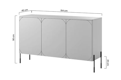 Komoda Sonatia 150 cm s 2 ukrytými zásuvkami - kašmírová Komoda trojdverová z 2 ukrytymi zásuvkami Sonatia 150 cm - kašmír - Rozmery