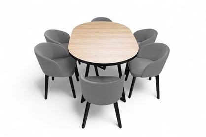Rozkladací jedálenský stôl Cedrus 105-160x105 cm - dub hikora / čierna Stôl Cedrus Linear 105/160 cm loftowy rozkladany - Dub hikora / Čierny