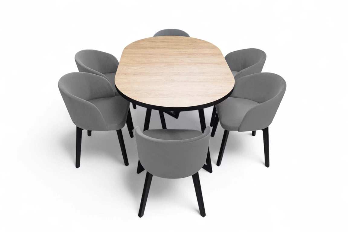 Rozkladací jedálenský stôl Cedrus 105-160x105 cm - dub hikora / čierna Stôl Cedrus Linear 105/160 cm loftowy rozkladany - Dub hikora / Čierny