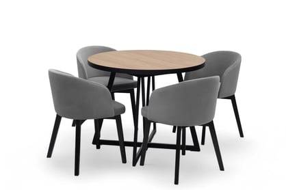 Rozkladací jedálenský stôl Cedrus Linear 95-150x95 cm - dub hikora / čierna Stôl Cedrus Linear 95/150 cm loftowy rozkladany - Dub hikora / Čierny