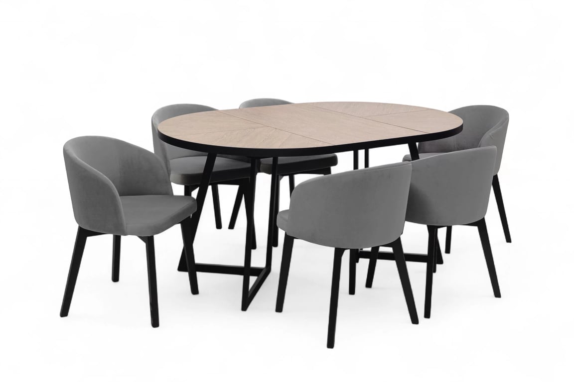 Rozkladací jedálenský stôl Cedrus Rozeta 105-160x105 cm - dub belmont / čierna Stôl Cedrus Rozeta 105/160 cm loftowy rozkladany - Dub belmont / Čierny