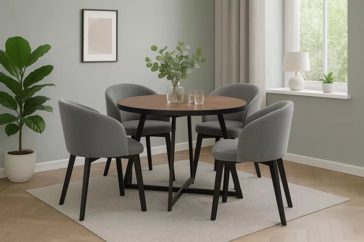 Rozkládací jídelní stůl Cedrus Rozeta 105-160 cm - dub estana / černá Stůl Cedrus Rozeta 105/160 cm loftový rozkladany - dub estana / černá