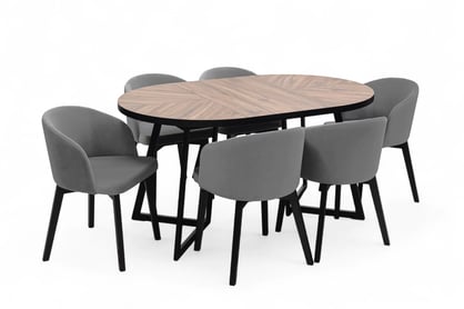 Rozkladací jedálenský stôl Cedrus Rozeta 105-160x105 cm - dub estana / čierna Stôl Cedrus Rozeta 105/160 cm loftowy rozkladany - Dub estana / Čierny